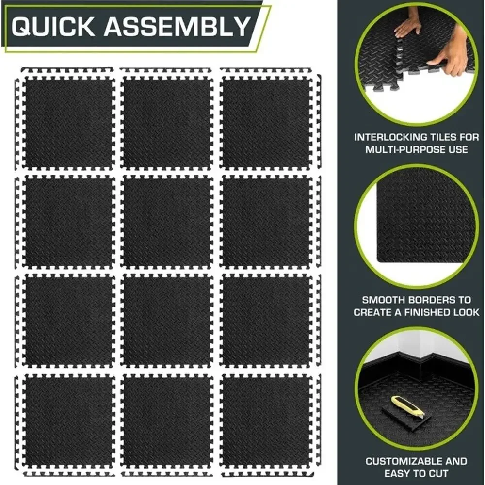 ProsourceFit 1/2in EVA Foam Puzzle Exercise Mat Interlocking Tiles for Home Gym
